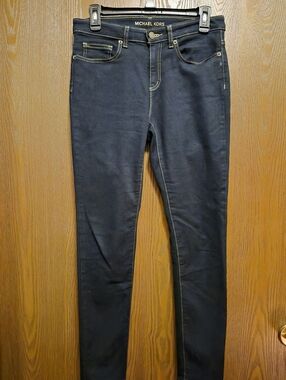 New Without Tags Michael Kors Navy Izzy Skinny Jeans with Contrast Stitching 4